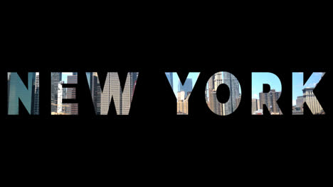 Shot-Of-Manhattan-Buildings-And-Skyline-In-America-Overlaid-With-Graphic-Spelling-Out-New-York